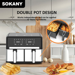 HOT 1500W 10L <span class=keywords><strong>Friteuse</strong></span> <span class=keywords><strong>à</strong></span> double panier en acier inoxydable de grande capacité <span class=keywords><strong>Deux</strong></span> pièces 2 <span class=keywords><strong>paniers</strong></span> indépendants Four <span class=keywords><strong>à</strong></span> <span class=keywords><strong>friteuse</strong></span> <span class=keywords><strong>à</strong></span> <span class=keywords><strong>air</strong></span> <span class=keywords><strong>à</strong></span> double zone - Product Image 5