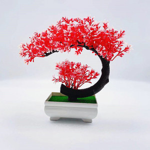 Bonsaï Qi Xing Moon Tree en plastique, plante en pot de 22 cm, fleur artificielle, mini paysage, décoration d'intérieur - Product Image 4