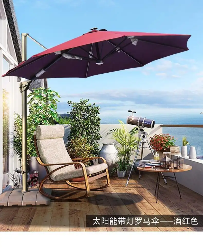 Regenschirm für draußen Hof Garten Sonnenschirm Stall römisch mit LED-Licht 3,5 m großer römischer Solar-Regenschirm