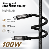 Cable USB 3.2 C-C de 1m para Pedidos Pequeños, Carga Rápida PD 100W 5A, Transferencia de Datos de 20GB, Cable de Carga de Nailon de Alta Calidad, Cable de Tela Usbc de 1.2m