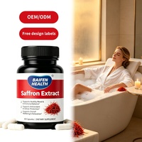 Complément alimentaire naturel végétalien à base de safran pour l'humeur et l'équilibre émotionnel des adultes, marque privée OEM/ODM, 60 capsules