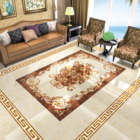 Carreaux de sol en porcelaine pour villa et hôtel, design personnalisé de tapis de Foshan, carrelage de sol brillant plaqué or, entrée, porche, puzzle