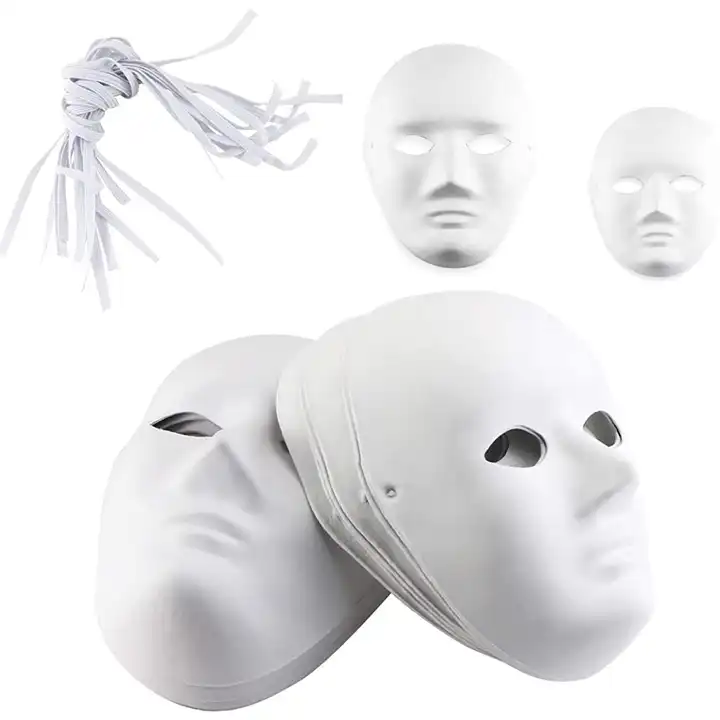Blanc Bricolage Plein Visage Paintable Papier Masque Mascarade