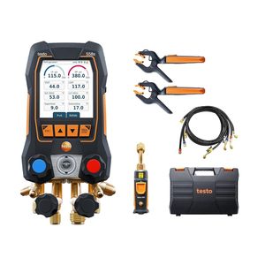 Testo 558s Ac Manifold Gauge Set With Pipe <b>Clamp</b> Thermometer Vacuum Probe Hvac Tool Kit - Product Image 1