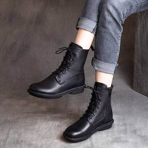 Botines de Piel Auténtica Estilo Étnico Retro para Otoño o Invierno, con Cierre Lateral, Cordones, Suela Suave y Forro de Algodón - Product Image 3