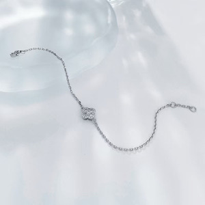 Bracciale Tennis di Lusso Classico Vintage a <span class=keywords><strong>Quadrifoglio</strong></span> in Platino Pt950 con Diamanti Coltivati in Laboratorio, Designer, per Donna, Vendita all'Ingrosso - Product Image 1