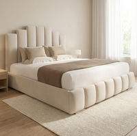 Lit Double Capitonnée Personnalisé en Gros avec Design Tufté, Cadre de Lit King Size à Vérin à Gaz avec Rangement, Ensemble de Chambre Moderne