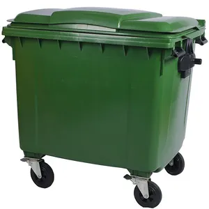 1100 Litres Plastic Dustbin HDPE Waste Bins Wheels Plastic Dustbin Outdoor Garbage Can