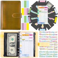 Carnet de notes en cuir pour ordinateur portable personnalisé classeur budget classeur avec fermeture éclair enveloppes à billets classeur budget A6 budget