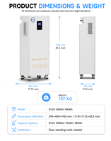 Système de stockage d'énergie solaire tout-en-un avec batterie lithium-ion 15 kWh, onduleur hybride hors réseau 5 kW, batterie Lifepo4 51,2 V 300 Ah 330 Ah