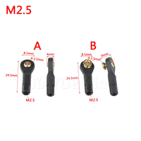 Lot de 50 connecteurs de liaison RC en nylon noir M2, M2.5, M3 pour tiges de direction d'avions miniatures, accessoires et pièces de rechange
