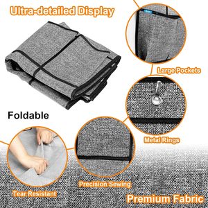Organisateur de chaussures à suspendre sur la porte, 24 poches, support de rangement suspendu pour porte de placard, porte-chaussures, aspect lin, noir - Product Image 4