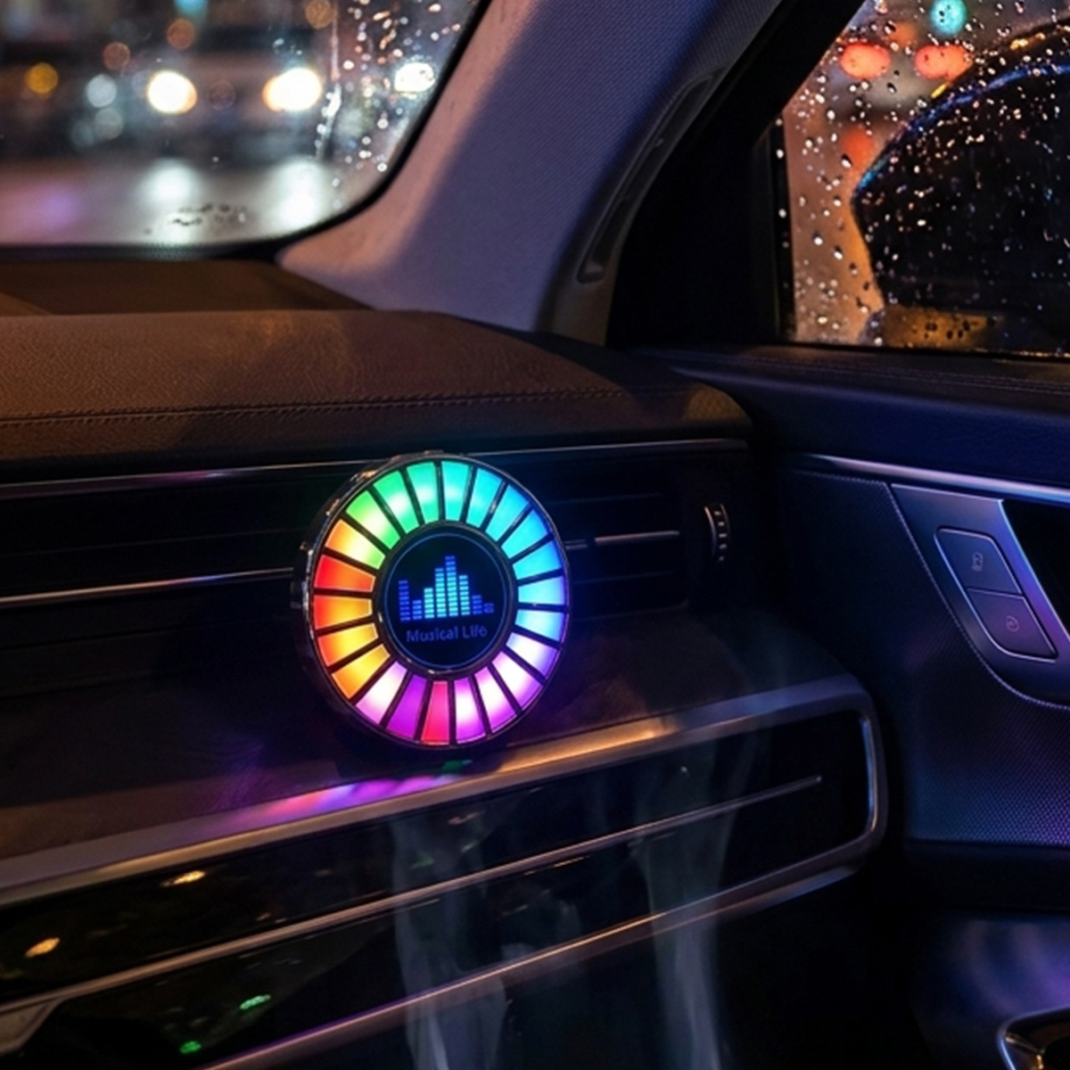 Aromatherapy Car Air Freshener RGB Ambient Light Music Rhythm LED Lamp for Auto Interior