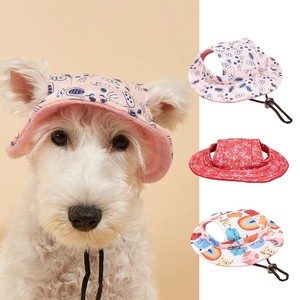 Sombrero de Sol para Perro con Orificios para las Orejas, Ajustable, de Poliéster, con Protección UV, Gorra de Verano para Perros, Estilo de Dibujos Animados, Accesorio de Ropa para Mascotas - Product Image 1
