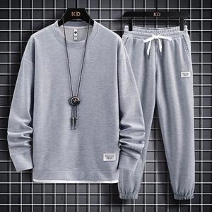 QZJC Waffger Completo <span class=keywords><strong>Sportivo</strong></span> Casual da Uomo, Nuovo Set Autunnale a Due Pezzi con Maglia a Maniche Lunghe e Pantaloni Lunghi, un Outfit <span class=keywords><strong>Trendy</strong></span> e alla Moda - Product Image 3