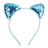 Xintian Kids Bestseller transfrontalier : Bandeau de dessin animé mignon, boutons de manchette, accessoire sportif à oreilles de chat avec paillettes écailles de poisson style revers