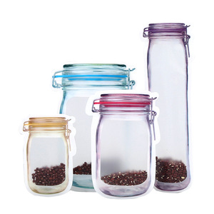Reusable Mason Jar Ziplock Bags Food Storage Sandwich Bags for Kitchen Camping Picnic Organizer