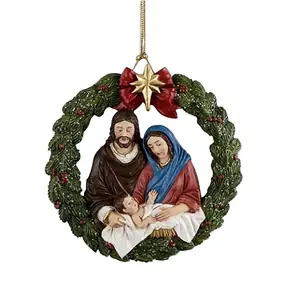 Neues Design Handgemachte hängende Krippe Anhänger Weihnachts baum Ornamente Die Geburt von Jesus Dekorationen