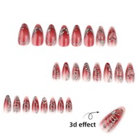 Ongles Prêts à Poser Y2K avec Logo Papillon Rouge – Manucure Haut de Gamme Automne/Hiver – Bestseller Transfrontalier – Vente en Gros