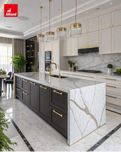 Ensemble de meubles de cuisine Alland American Kitchens, nouveau design, bois personnalisé, îlot de luxe haut de gamme, style de porte shaker en MDF, armoires de cuisine - Product Image 3