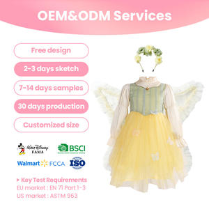 زي فراشة أصفر-أخضر للأطفال في مرحلة ما قبل المدرسة مع أجنحة وعصابة رأس لحفلات الربيع - Product Image 1