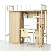 Lit superposé en métal Zoshine avec bureau et armoire intégrés pour dortoir universitaire – Vente en gros usine de mobilier scolaire