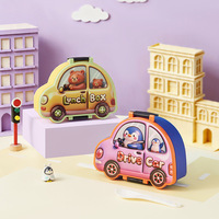 Nouvelle arrivée, boîte à lunch portable en plastique pour enfants, design mignon de dessin animé, double compartiment, capacité de 800 à 1000 ml, boîte résistante au micro-ondes