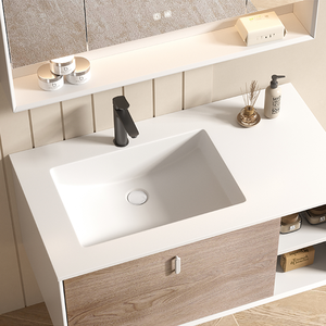 Ensemble <span class=keywords><strong>de</strong></span> meubles <span class=keywords><strong>de</strong></span> <span class=keywords><strong>salle</strong></span> <span class=keywords><strong>de</strong></span> <span class=keywords><strong>bain</strong></span> <span class=keywords><strong>de</strong></span> style moderne en gros, suspendu au mur, avec armoire miroir, rangement dissimulé et <span class=keywords><strong>étagère</strong></span> intégrée - Product Image 2