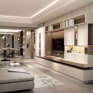 Modern Minimalist <b>TV</b> Background <b>Wall</b> Cabinet Wooden Stand with Marble for Living Room & Hospital Home Furniture - Product Image 4