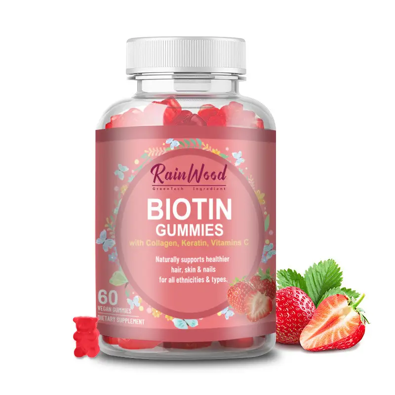 Suplemen Natural OEM Biotin pertumbuhan rambut Gummies Biotin Gummies