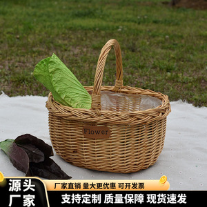 Handmade willow woven picnic <b>baskets</b>, shopping <b>baskets</b>, fruit <b>baskets</b>, bamboo woven rattan <b>baskets</b>, storage <b>baskets</b>, rattan - Product Image 5