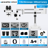 Trinocular Stereo Microscope 7X-50X with WF10X Eyepieces 100mm Working Distance for Clock Restoration and Coin Collecting