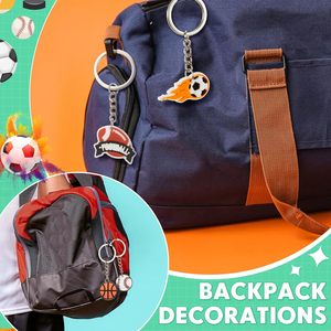 Lot de 36 <span class=keywords><strong>porte</strong></span>-clés en PVC personnalisables sur le thème du sport (baseball, football, basketball) – Cadeaux de fête en gros, récompenses d'équipe, sacs cadeaux - Product Image 4