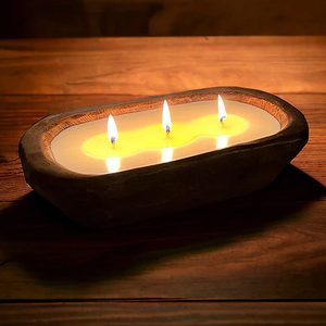 Bougie Woodronic Dough Bowl, 3 bougies à mèche, bougie en cire de soja naturelle pure dans un bol en bois, éliminateur d'odeurs, cadeau parfumé botanique - Product Image 1