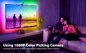 RGB Modern <b>TV</b> Backlight with White Shade APP & Remote <b>Control</b> 16 Million Colors Dimmable DIY USB Powered for Gaming Setup - Product Image 5