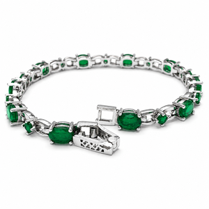 925 Sterling Silver Rhodium Plated Emerald <b>Gemstone</b> <b>Bracelet</b> for Women - Product Image 4