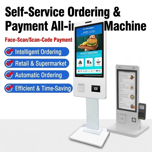 21.5" Self-service Ordering Kiosks SDK Support POS Barcode Reader QR Code Scanning Card Swiping Windows/Android OS Supermarkets