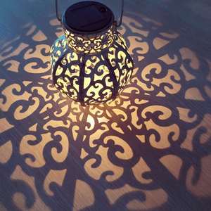Solar Lantern Led Iron Art Hanging Outdoor Garden Light Decor <b>6V</b> Mono Si <b>Battery</b> Included 2 Year Warranty - Product Image 2