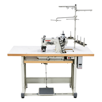 Machine à coudre industrielle automatique pour la fixation d'étiquettes sur jeans, modèle TS-2002, avec lit cylindrique
