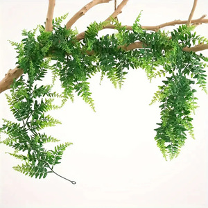Plante artificielle de fougère en guirlande, 100cm-200cm, en plastique, pour décoration de plafond de mariage et décoration murale intérieure - Product Image 1