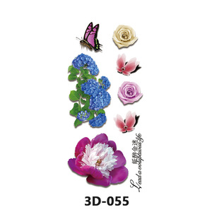 Nouveauté 2026 – Autocollants de <span class=keywords><strong>tatouage</strong></span> temporaires <span class=keywords><strong>3D</strong></span> imperméables multicolores, motif papillon et fleur semi-artisanaux, vente en gros - Product Image 3