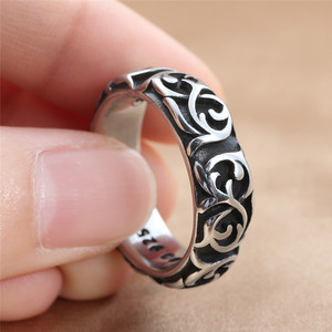 European Style Men's <b>Silver</b> Floral Vine <b>Ring</b> 925 Sterling <b>Silver</b> Retro Punk Jewelry Gift 24068 - Product Image 3