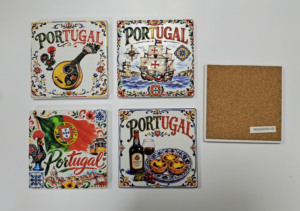 Ensemble de 4 dessous-de-verre carrés <span class=keywords><strong>en</strong></span> céramique du Portugal avec impression UV 3D haute définition, support <span class=keywords><strong>en</strong></span> <span class=keywords><strong>liège</strong></span>, écologiques, pour la maison et la <span class=keywords><strong>table</strong></span> - Product Image 3