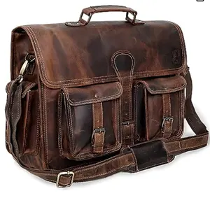 Оптовая продажа, Прямая поставка, кожаная сумка-мессенджер для ноутбука, винтажный портфель для мужчин и женщин