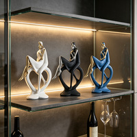 SWAITE Sculpture en résine blanc-or moderne et minimaliste, style luxe léger, base en forme de cœur, décoration d'intérieur pour salon