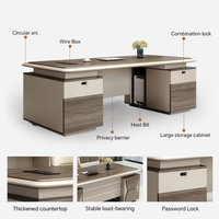 Bureau de direction moderne en bois de luxe avec design modulaire, grand bureau spacieux, tiroirs de rangement haut de gamme