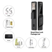 Serrure de porte intelligente à reconnaissance faciale 3D, Tuya WiFi, empreinte digitale, porte en bois, serrure numérique automatique intelligente avec interphone vidéo