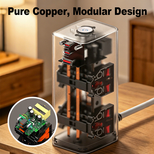 Regleta de Carga Rápida <span class=keywords><strong>GaN</strong></span> de 65W con 4 Tomas de CA, 1 Puerto USB-A, 2 Puertos USB-C, Cable de 2m, Estación de Escritorio, Extensión de Regleta - Product Image 6