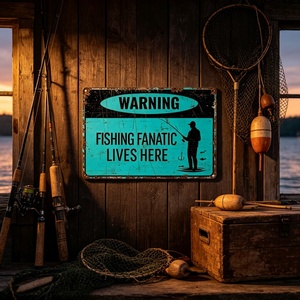 Letrero <span class=keywords><strong>de</strong></span> Metal Retro con Diseño <span class=keywords><strong>de</strong></span> Pesca, Placa Decorativa <span class=keywords><strong>de</strong></span> Pared con Diseño Divertido para Pescadores, Decoración para Cuarto <span class=keywords><strong>de</strong></span> Hombre, Cabaña, Garaje, Hogar - Product Image 1