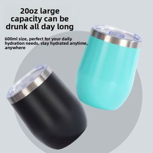 12oz U Shaped Eggshell Insulated Cup 304 Stainless Steel Leakproof Portable Travel Mug With Lid <b>for</b> Car Mount Outdoor Office - Product Image 1